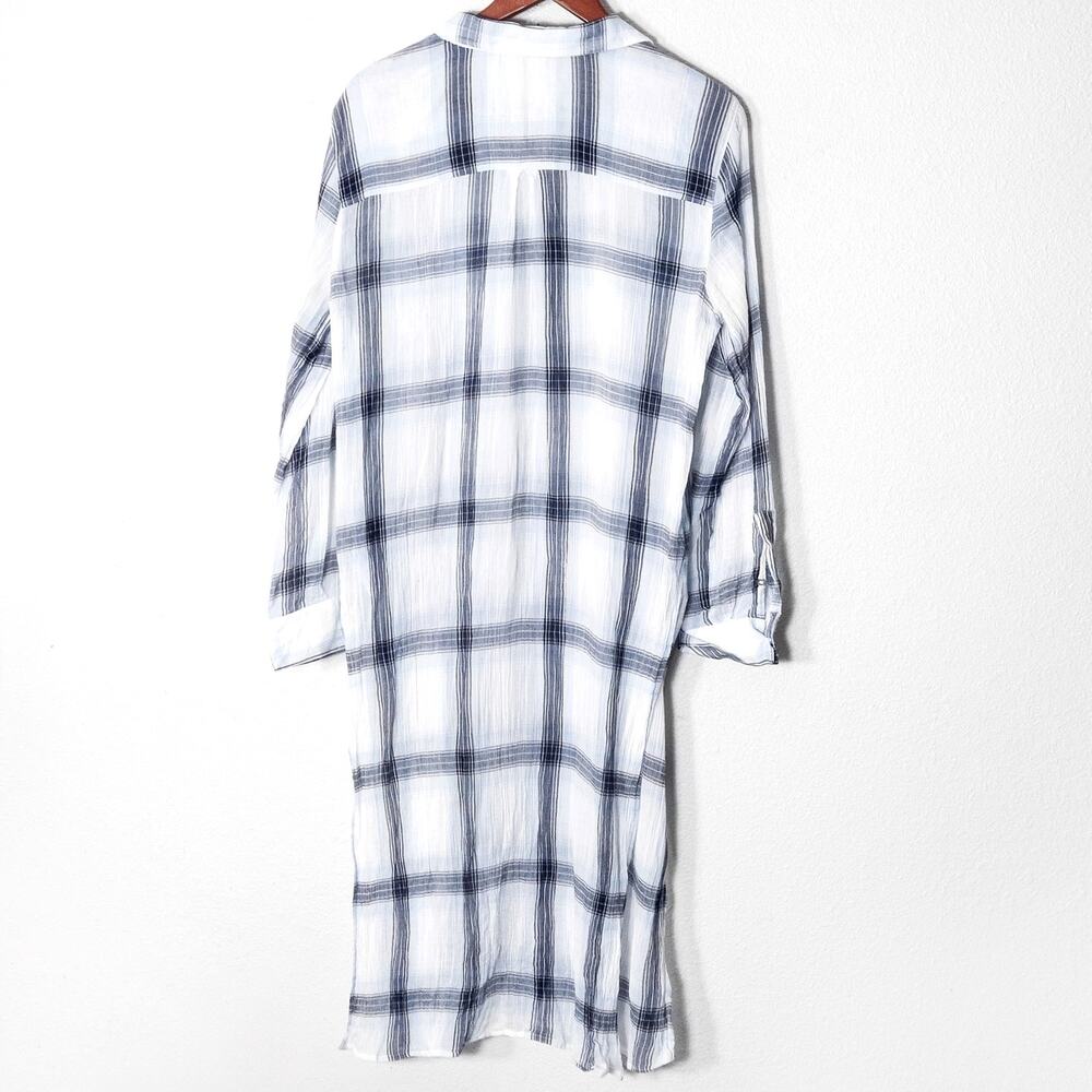 Calvin Klein Shirt Dress L Blue White Americana Heritage Western Rustic - Picture 2 of 8